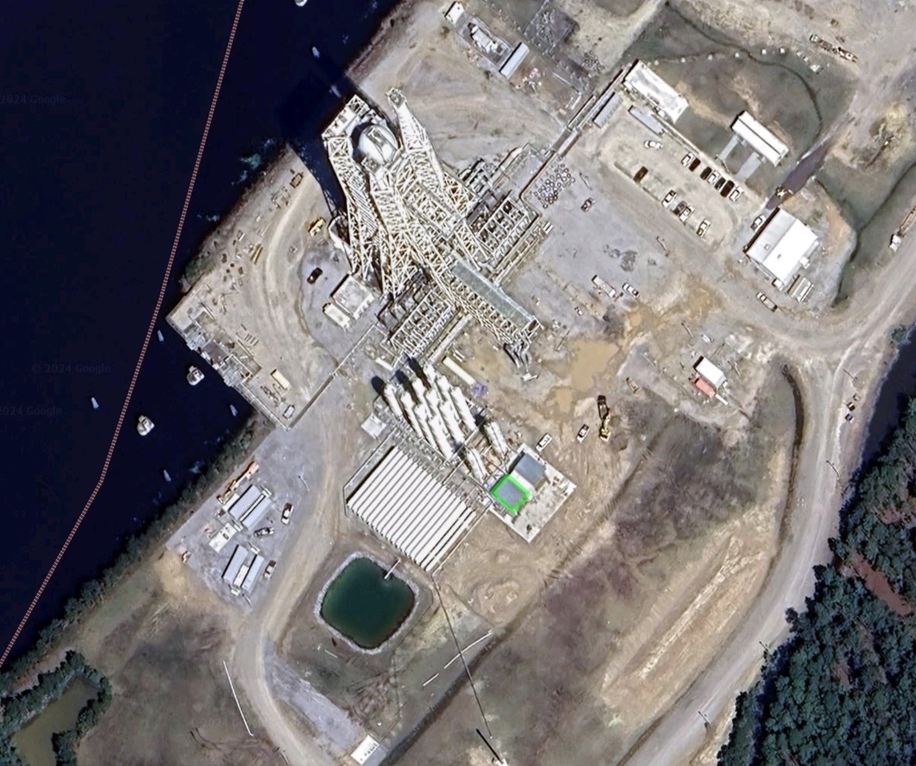 Satellite view of Rocket Lab's engine testing facility at Stennis