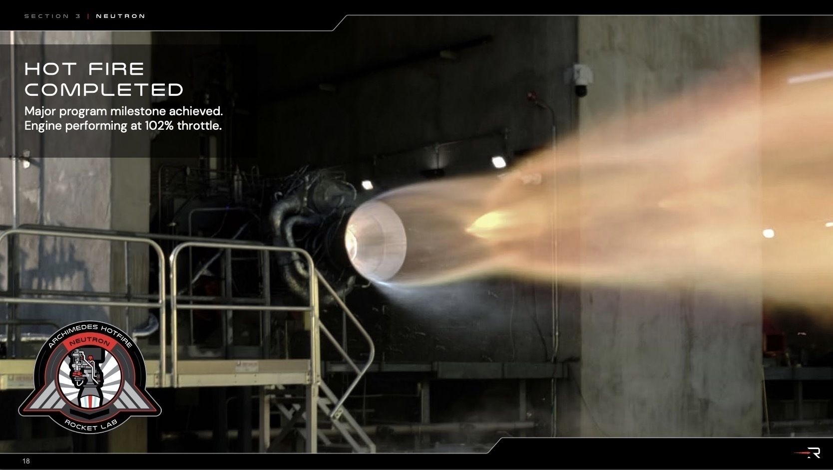 Screenshot Rocket Lab Neutron Rocket Development Presentation